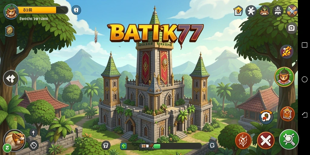 Tampilan gameplay menarik dari BATIK77 dengan aksi Tower Defense.