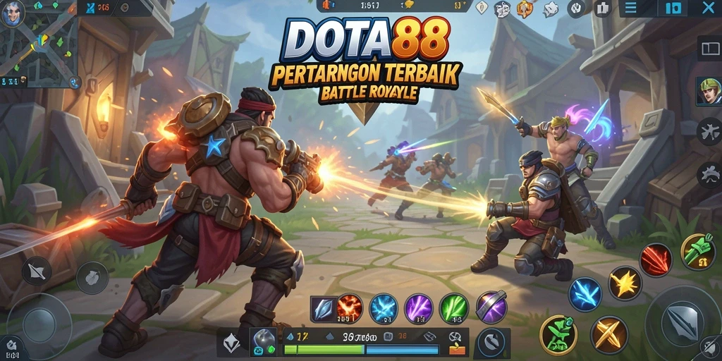 Tangkapan layar gameplay DOTA88 dengan aksi seru dalam Battle Royale.