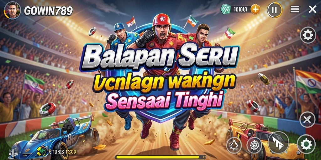 Gambaran gameplay mendebarkan dalam GOWIN789 saat balapan sengit.
