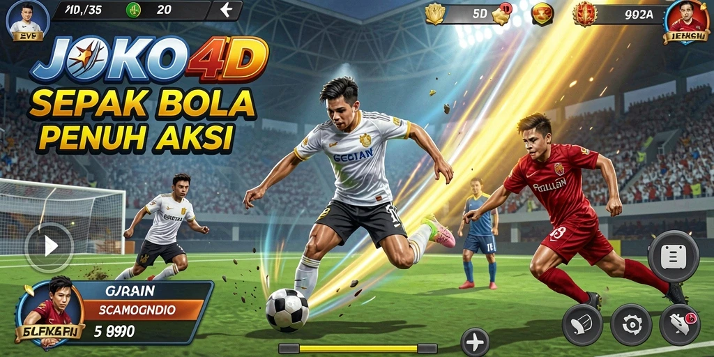 Tampilan gameplay JOKO4D dengan aksi sepak bola yang mendebarkan.