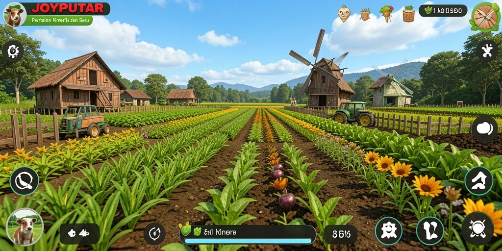 Tampilan screenshot utama JOYPUTAR saat gameplay bertani yang seru.