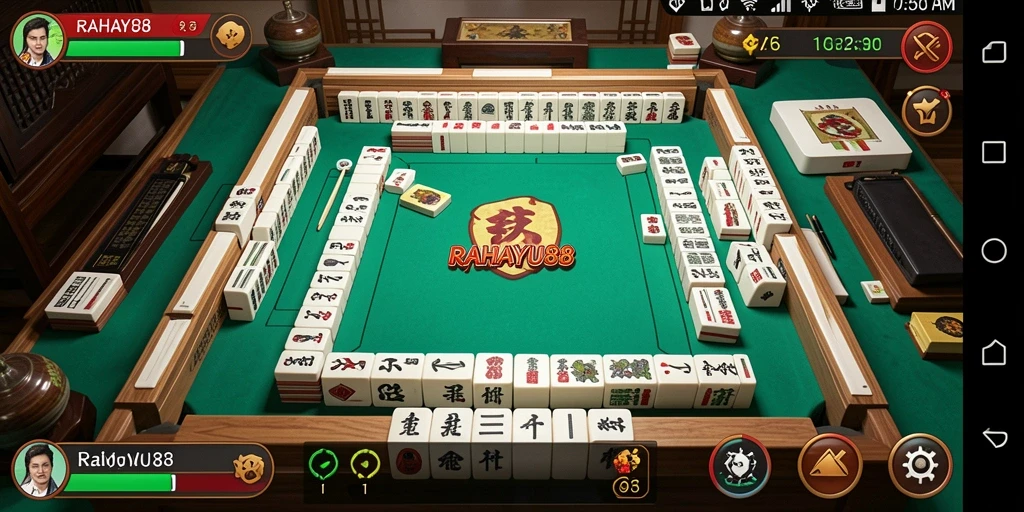 Tampilan gameplay seru RAHAYU88 dengan desain Mahjong yang menarik.