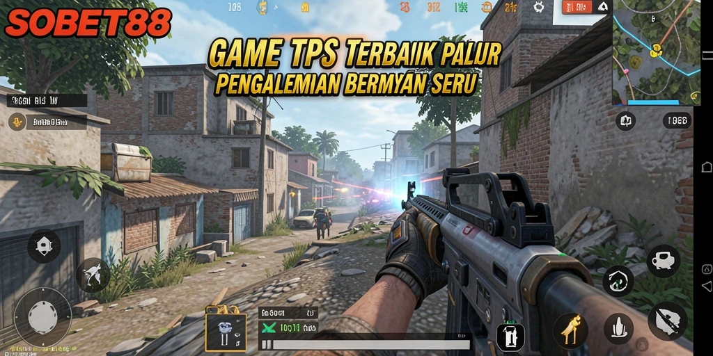 Screenshot sobet88 menampilkan aksi gameplay TPS yang intens dan mendebarkan.