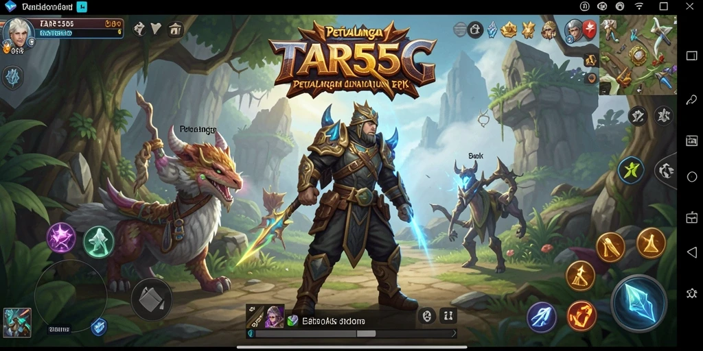 Screenshot utama TAR555 menampilkan pertarungan epik dan karakter yang menakjubkan.
