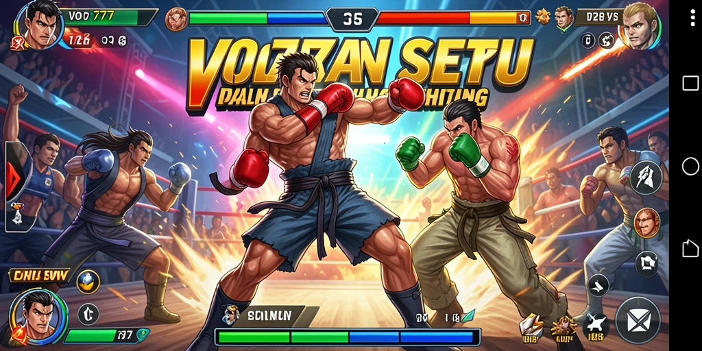 Screenshot VO777 menampilkan pertarungan seru antar karakter.