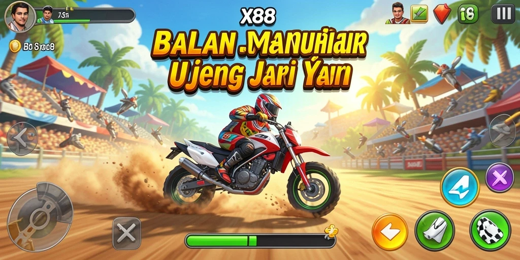 Tangkapan layar pertandingan balapan X88 yang mendebarkan.